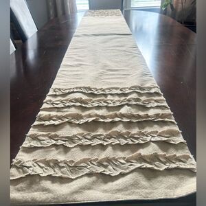 Nicole Miller Sand Colored Ruffled Table Runner